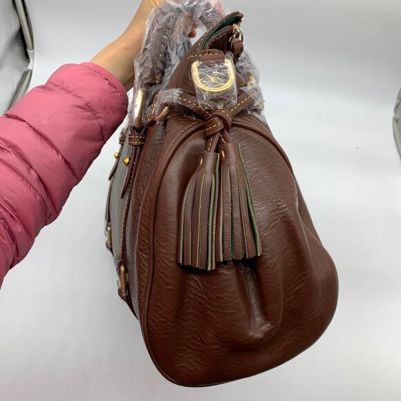 Dooney & Bourke Handbags Florentine Leather Satchel Brown Cheatnut Color - Picture 10 of 16